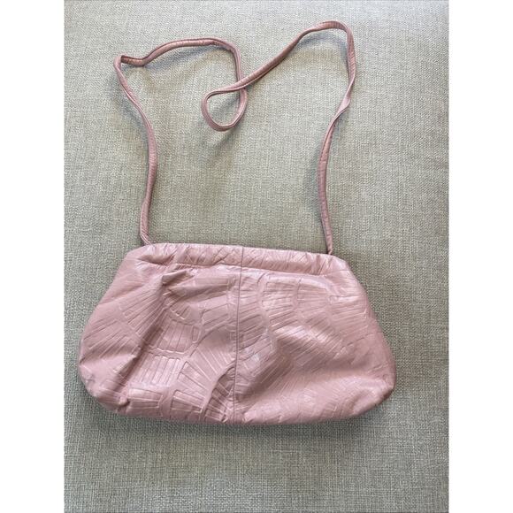 Unbranded Handbags - Vintage Pink Leather Clamshell Handbags Crossbody Purse Boho 1970s